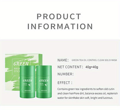[Natural Green Tea Mask] 2-Pack/4-Pack Green Tea Mask Stick - Hypoallergenic, Natural, Unisex Adult Facial Moisturizer - Oil Control, Skin Firming, Suitable for All Skin Types, Clean Effect, Pure Green Tea Ingredients, Ideal