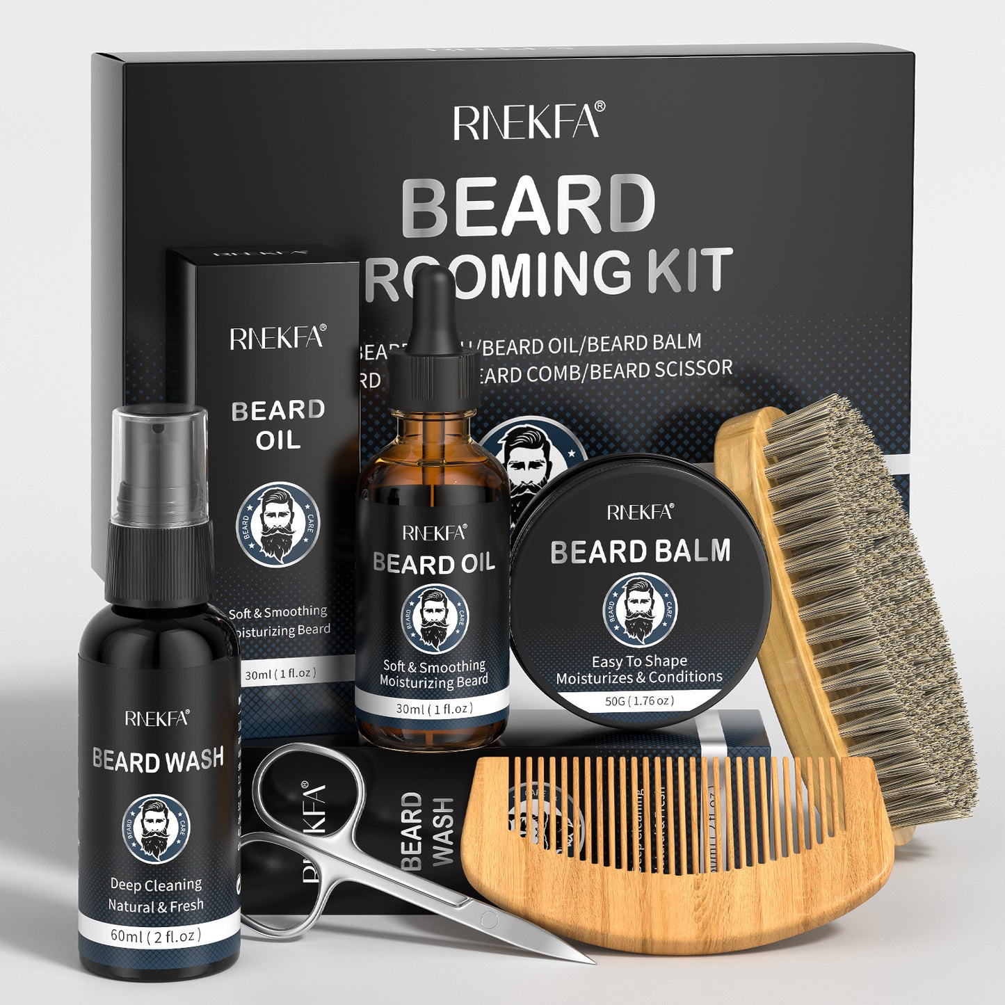 Beard Kit Gifts for Men with Natural Oil Beard Grooming Kit Best Gifts for Men Husband Father Boyfriend Dad Fathers Day Christmas Birthday Valentine Day Beard Oil Beard Balm Beard Wash Shampoo Beard Conditioner Beard Brush Co