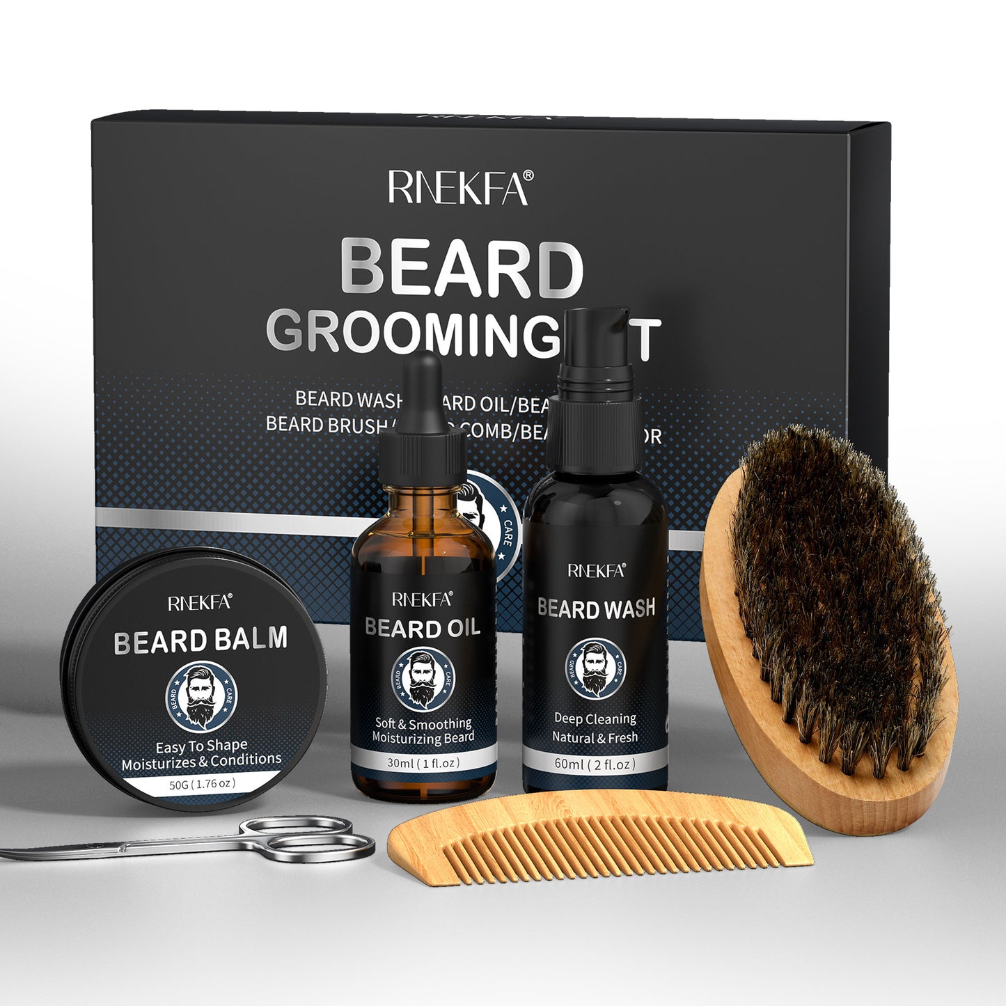 Beard Kit Gifts for Men with Natural Oil Beard Grooming Kit Best Gifts for Men Husband Father Boyfriend Dad Fathers Day Christmas Birthday Valentine Day Beard Oil Beard Balm Beard Wash Shampoo Beard Conditioner Beard Brush Co