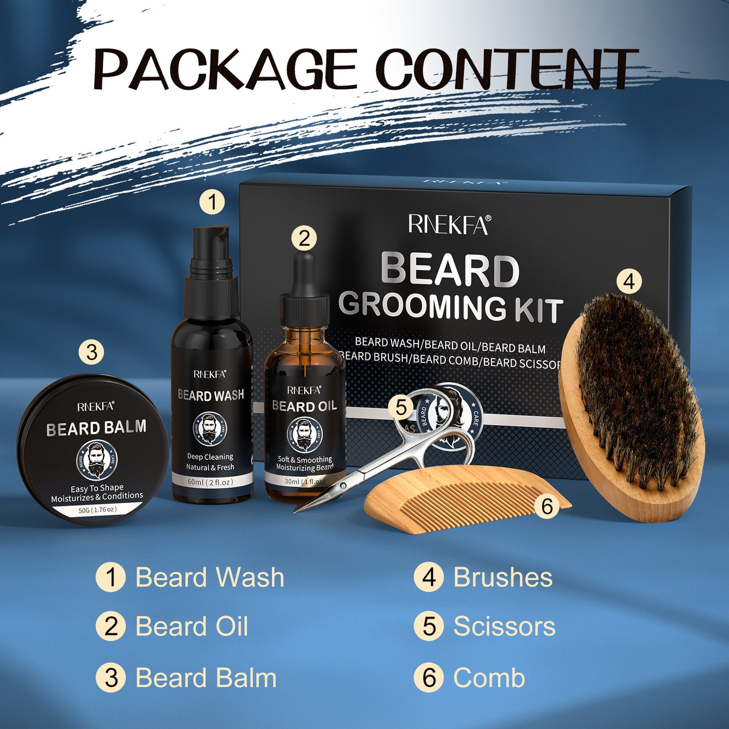 Beard Kit Gifts for Men with Natural Oil Beard Grooming Kit Best Gifts for Men Husband Father Boyfriend Dad Fathers Day Christmas Birthday Valentine Day Beard Oil Beard Balm Beard Wash Shampoo Beard Conditioner Beard Brush Co