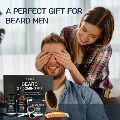 Beard Kit Gifts for Men with Natural Oil Beard Grooming Kit Best Gifts for Men Husband Father Boyfriend Dad Fathers Day Christmas Birthday Valentine Day Beard Oil Beard Balm Beard Wash Shampoo Beard Conditioner Beard Brush Co