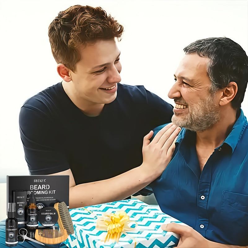 Beard Kit Gifts for Men with Natural Oil Beard Grooming Kit Best Gifts for Men Husband Father Boyfriend Dad Fathers Day Christmas Birthday Valentine Day Beard Oil Beard Balm Beard Wash Shampoo Beard Conditioner Beard Brush Co