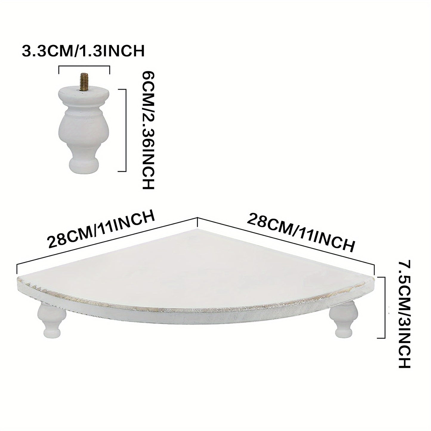 Rustic Farmhouse Wooden Corner Counter Shelf - Rustic Brown Pedestal Stand with 2 Shelves, Natural Wood Tabletop Display Riser for Kitchen, Bathroom, Dining Room Decor, Kitchen Shelf, Decorative Tray, Elegant Design, Corner S