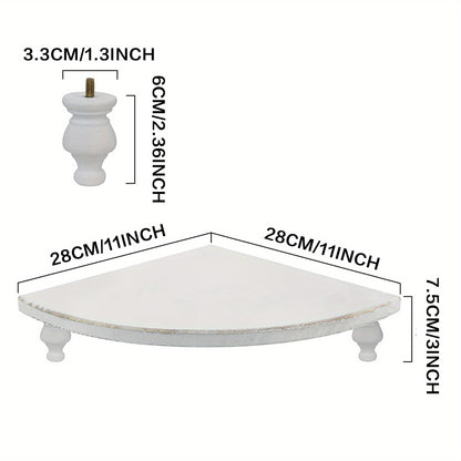 Rustic Farmhouse Wooden Corner Counter Shelf - Rustic Brown Pedestal Stand with 2 Shelves, Natural Wood Tabletop Display Riser for Kitchen, Bathroom, Dining Room Decor, Kitchen Shelf, Decorative Tray, Elegant Design, Corner S