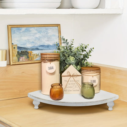 Rustic Farmhouse Wooden Corner Counter Shelf - Rustic Brown Pedestal Stand with 2 Shelves, Natural Wood Tabletop Display Riser for Kitchen, Bathroom, Dining Room Decor, Kitchen Shelf, Decorative Tray, Elegant Design, Corner S