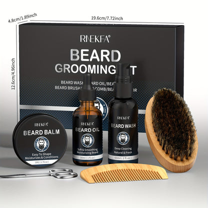 Beard Kit Gifts for Men with Natural Oil Beard Grooming Kit Best Gifts for Men Husband Father Boyfriend Dad Fathers Day Christmas Birthday Valentine Day Beard Oil Beard Balm Beard Wash Shampoo Beard Conditioner Beard Brush Co