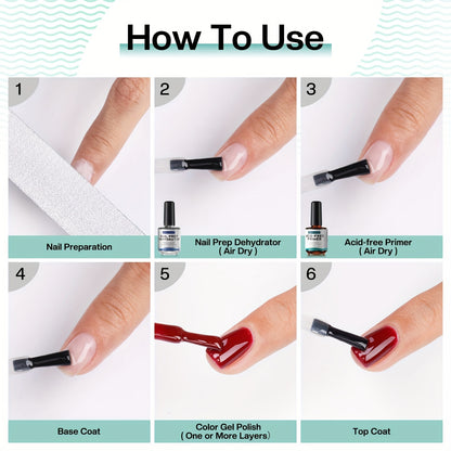 Professional Natural Nail Prep Dehydrate And Acid-Free Primer, Dehydrator For Acrylic And Gel Nail Polish, Non Acid Primer For UV Gels Fast Dry Superior Bonding Agent Box Set