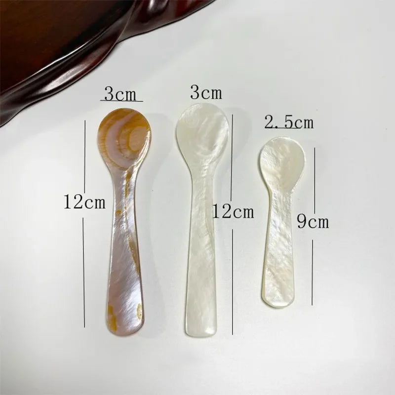 9-13CM Natural Pearl Shell Caviar Spoon Natural Seashell Spoon for Coffee Dessert Handcrafted Natural Shell Ice Cream Spoon