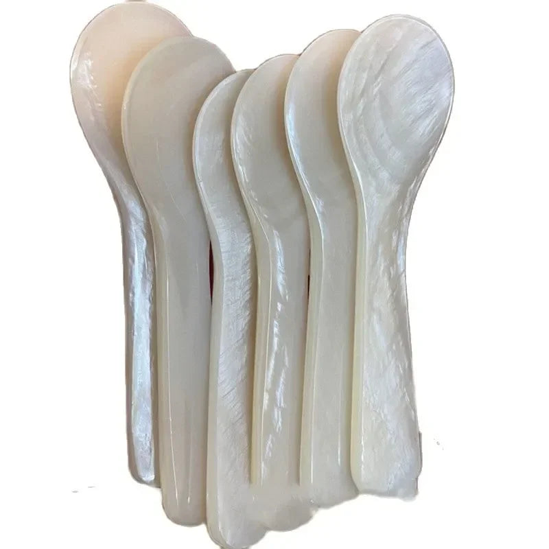 9-13CM Natural Pearl Shell Caviar Spoon Natural Seashell Spoon for Coffee Dessert Handcrafted Natural Shell Ice Cream Spoon