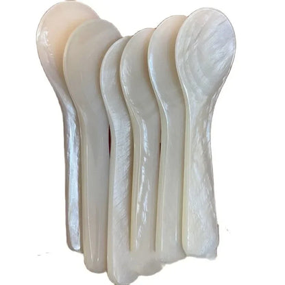 9-13CM Natural Pearl Shell Caviar Spoon Natural Seashell Spoon for Coffee Dessert Handcrafted Natural Shell Ice Cream Spoon