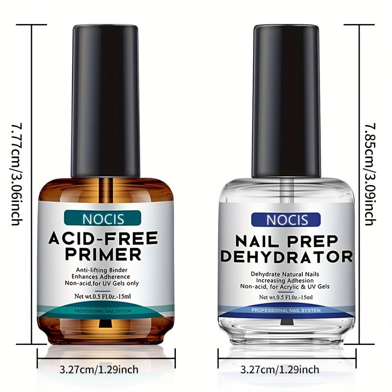 Professional Natural Nail Prep Dehydrate And Acid-Free Primer, Dehydrator For Acrylic And Gel Nail Polish, Non Acid Primer For UV Gels Fast Dry Superior Bonding Agent Box Set