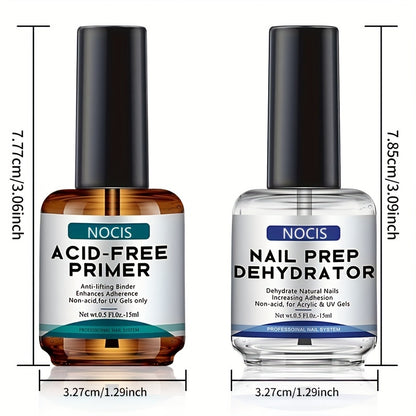 Professional Natural Nail Prep Dehydrate And Acid-Free Primer, Dehydrator For Acrylic And Gel Nail Polish, Non Acid Primer For UV Gels Fast Dry Superior Bonding Agent Box Set