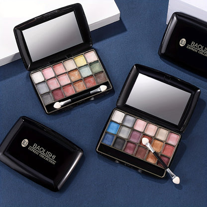 18 Shades Matte Eyeshadow Palette, Pearly Glitter Finish Earth Color Tone, Long Lasting Natural Blendable Colorful Eyeshadow Cosmetics, Gifts For Women Contain Plant Squalene