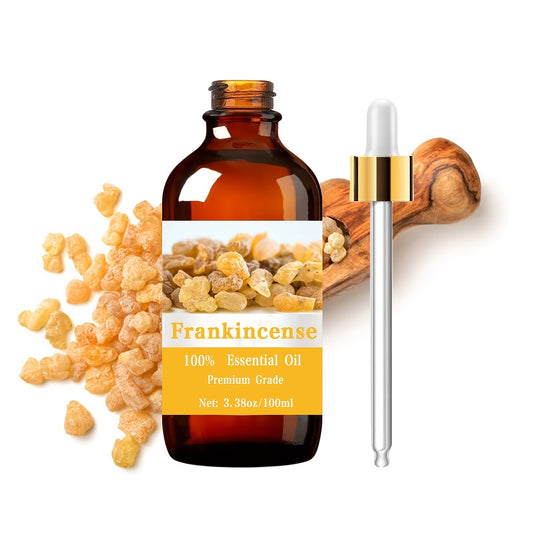 Frankincense Essential Oil 3.38oz (100ml) - 100% Pure & Natural, Hypoallergenic, Moisturizing for Hair & Skin, Tea Tree Scent, Suitable for All Skin Types, Unisex-Adult, Fresh Scent, Glycerin-Infused, for Diffusers, Humidifie