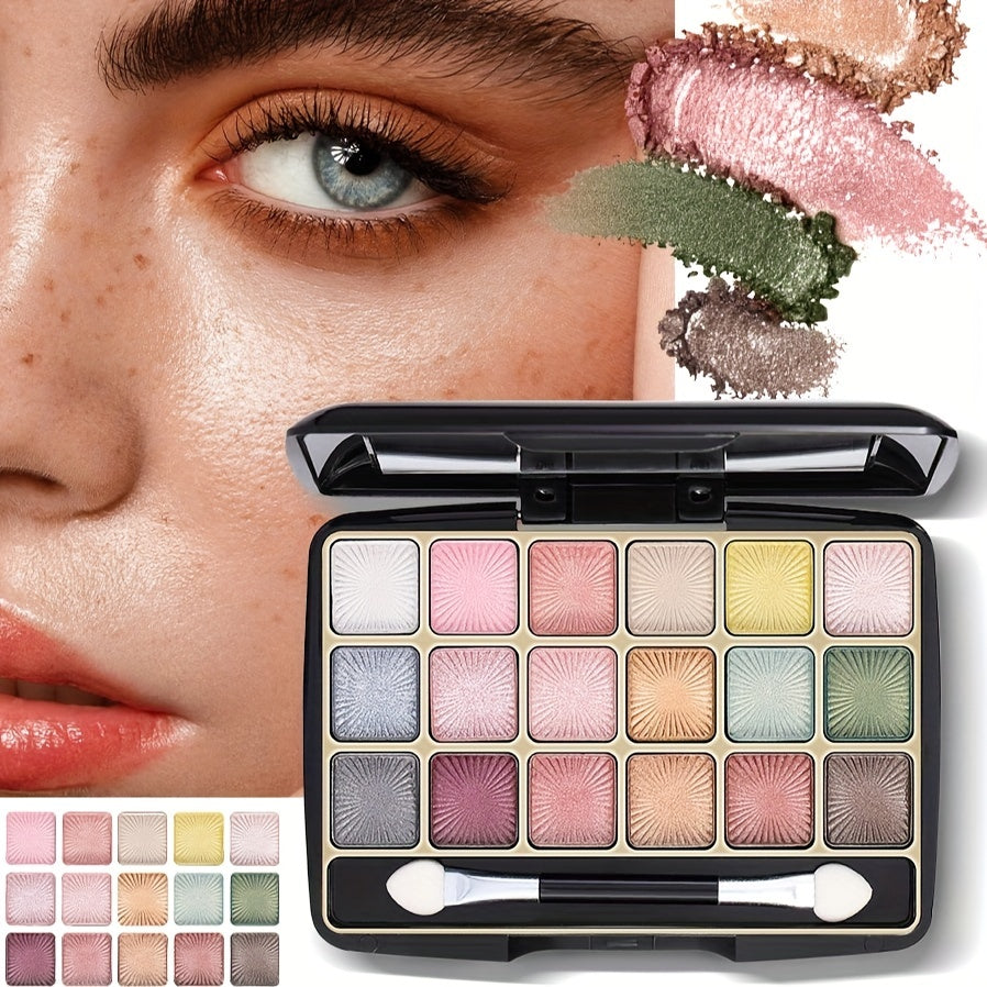 18 Shades Matte Eyeshadow Palette, Pearly Glitter Finish Earth Color Tone, Long Lasting Natural Blendable Colorful Eyeshadow Cosmetics, Gifts For Women Contain Plant Squalene